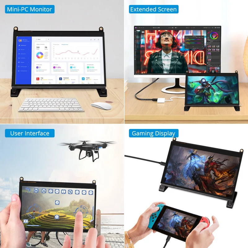 UPi B2 - Moniteur HDMI à écran tactile 7" pour Raspberry Pi