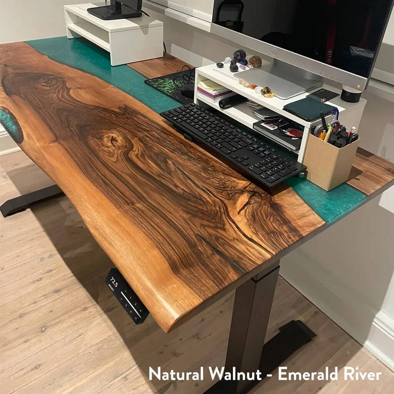 Desky Dual Resin Hardwood Sit Stand Desk