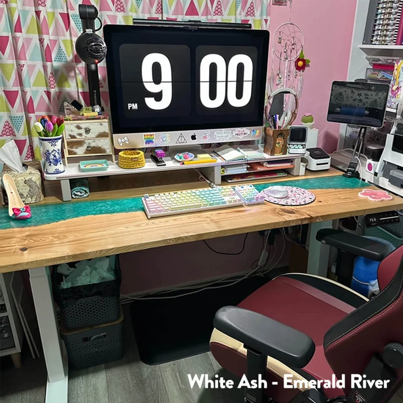 Desky Dual Resin Hardwood Sit Stand Desk