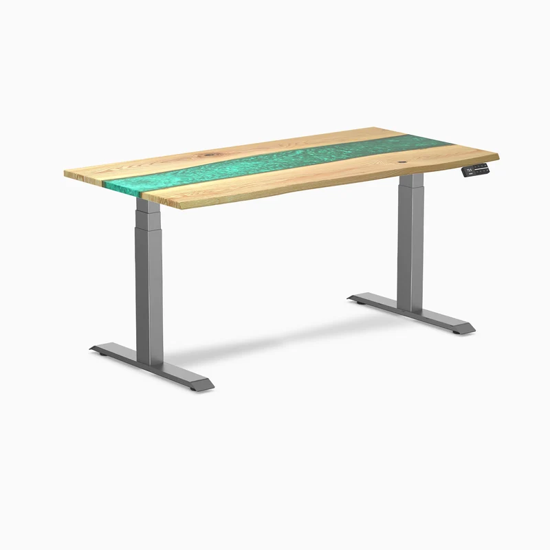 Desky Dual Resin Hardwood Sit Stand Desk