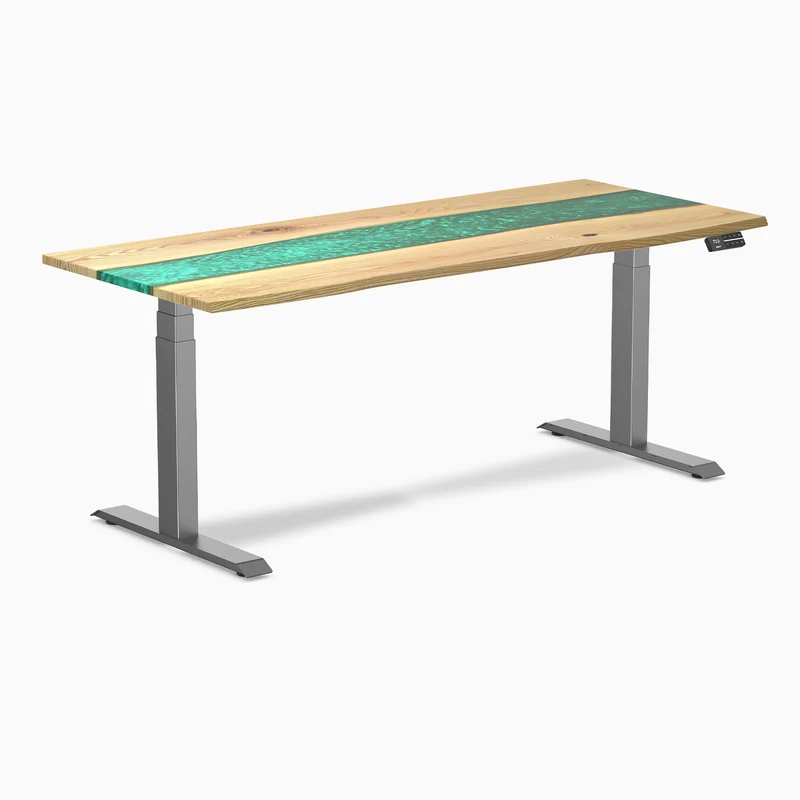 Desky Dual Resin Hardwood Sit Stand Desk