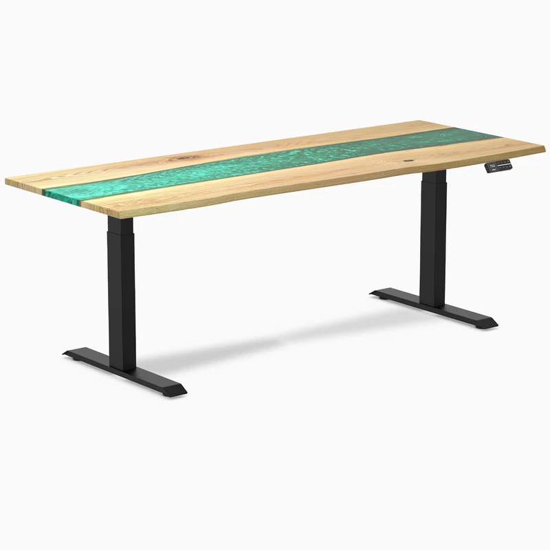 Desky Dual Resin Hardwood Sit Stand Desk
