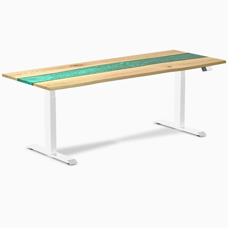 Desky Dual Resin Hardwood Sit Stand Desk
