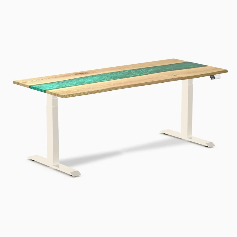 Desky Dual Resin Hardwood Sit Stand Desk