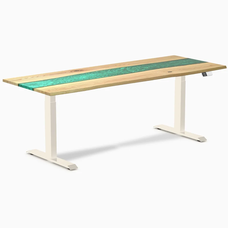 Desky Dual Resin Hardwood Sit Stand Desk