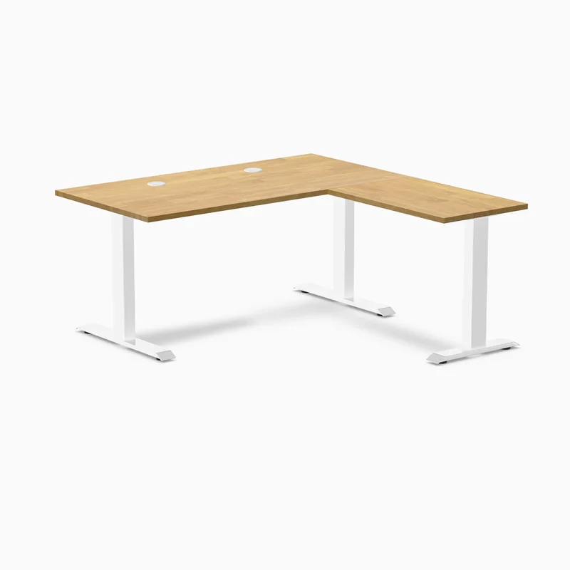 Desky Zero Rubberwood L-Shape Office Desk