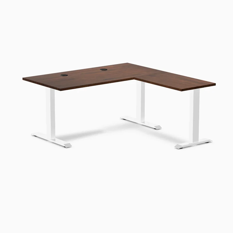 Desky Zero Rubberwood L-Shape Office Desk