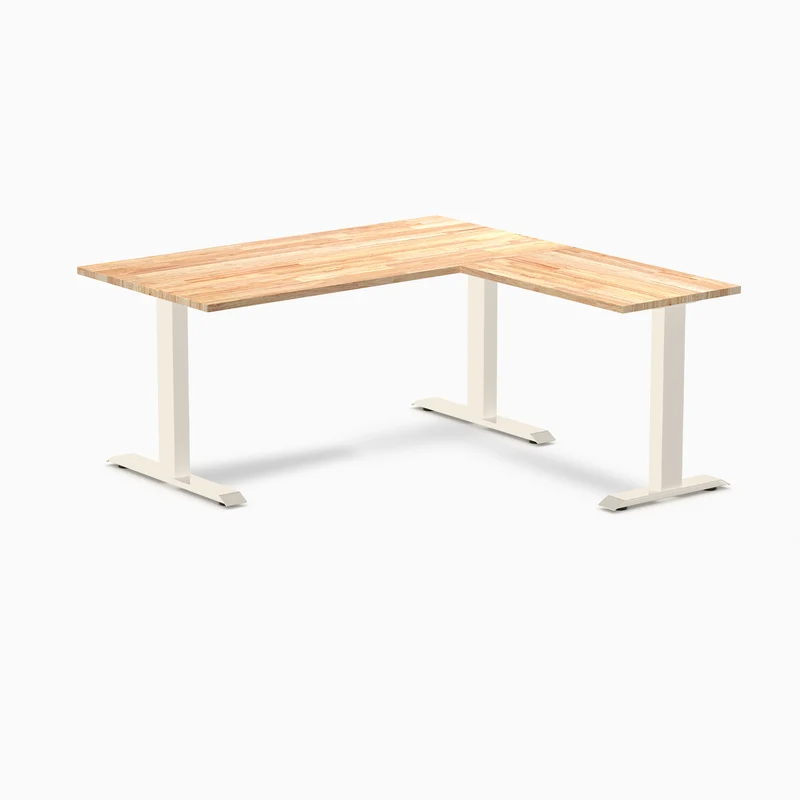 Desky Zero Rubberwood L-Shape Office Desk
