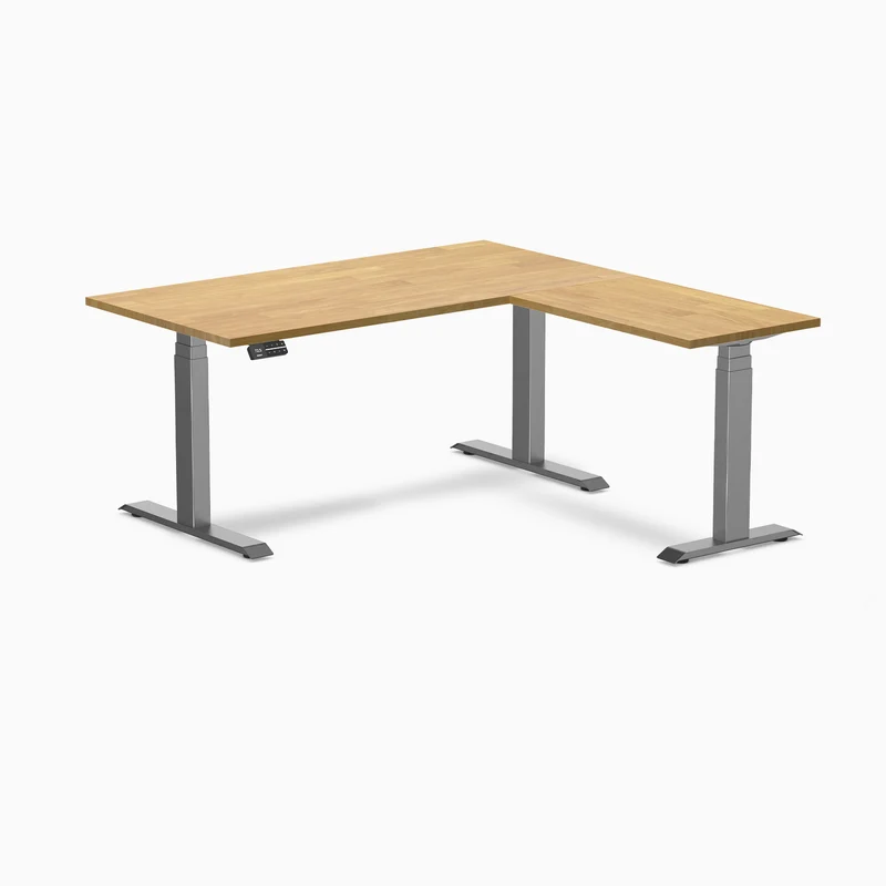 Desky Rubberwood L-Shape Sit Stand Desk