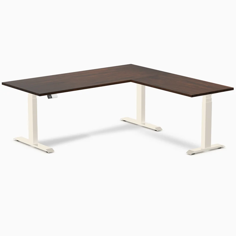Desky Rubberwood L-Shape Sit Stand Desk