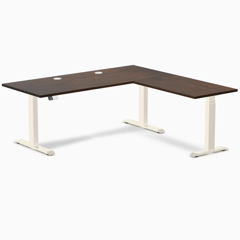 Desky Rubberwood L-Shape Sit Stand Desk