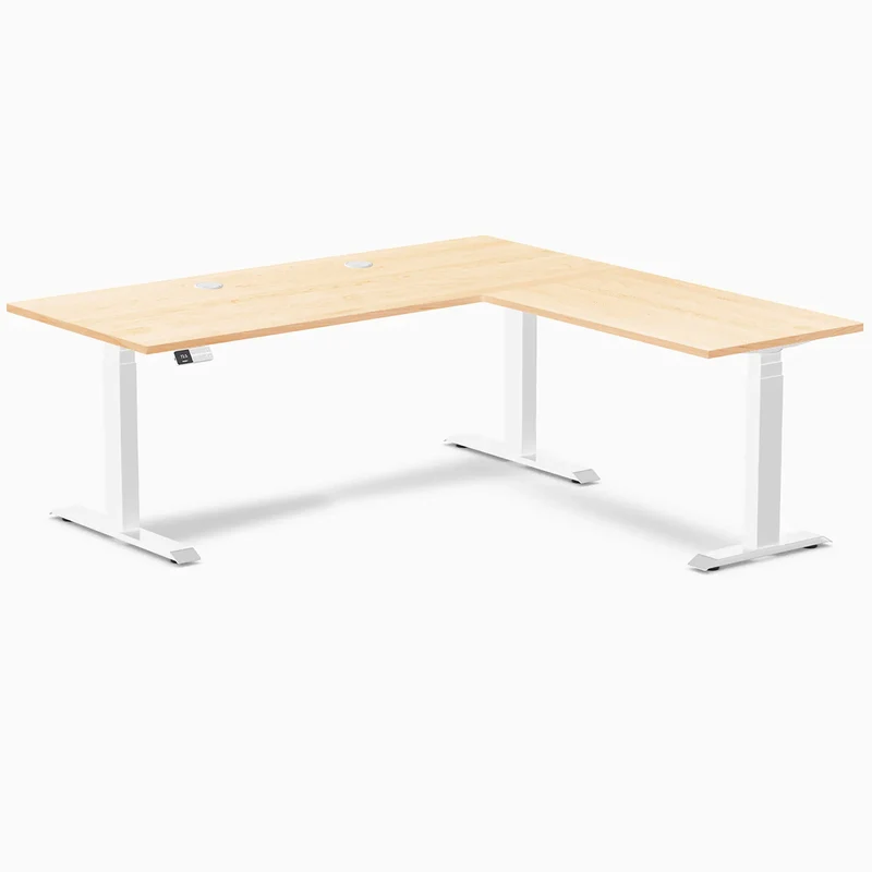 Desky Hardwood L-Shape Sit Stand Desk