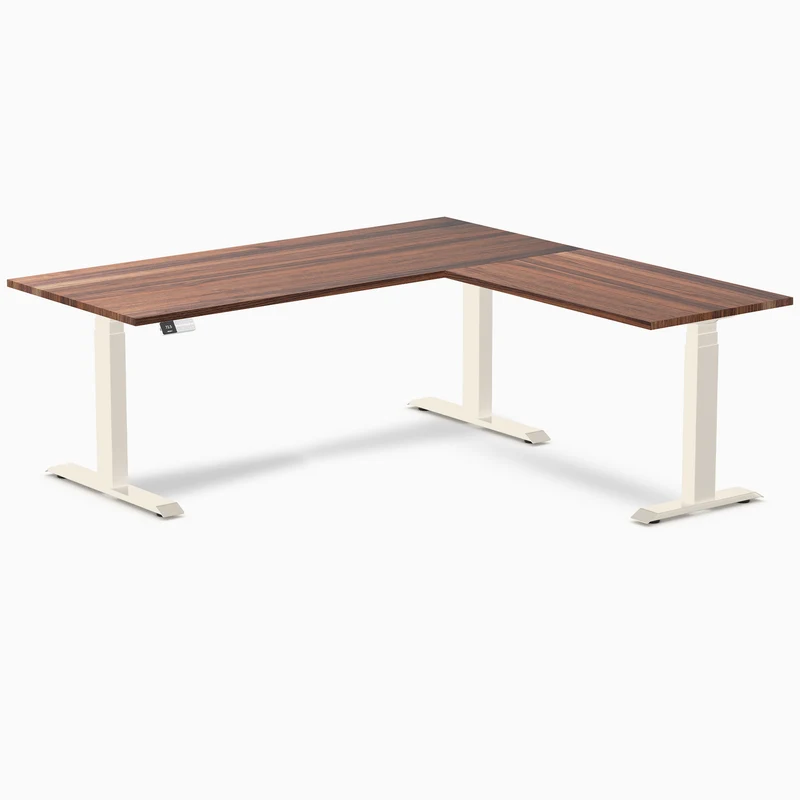 Desky Hardwood L-Shape Sit Stand Desk