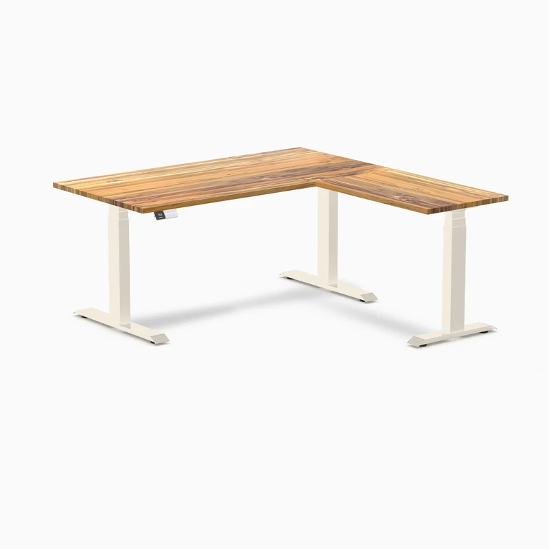 Desky Hardwood L-Shape Sit Stand Desk
