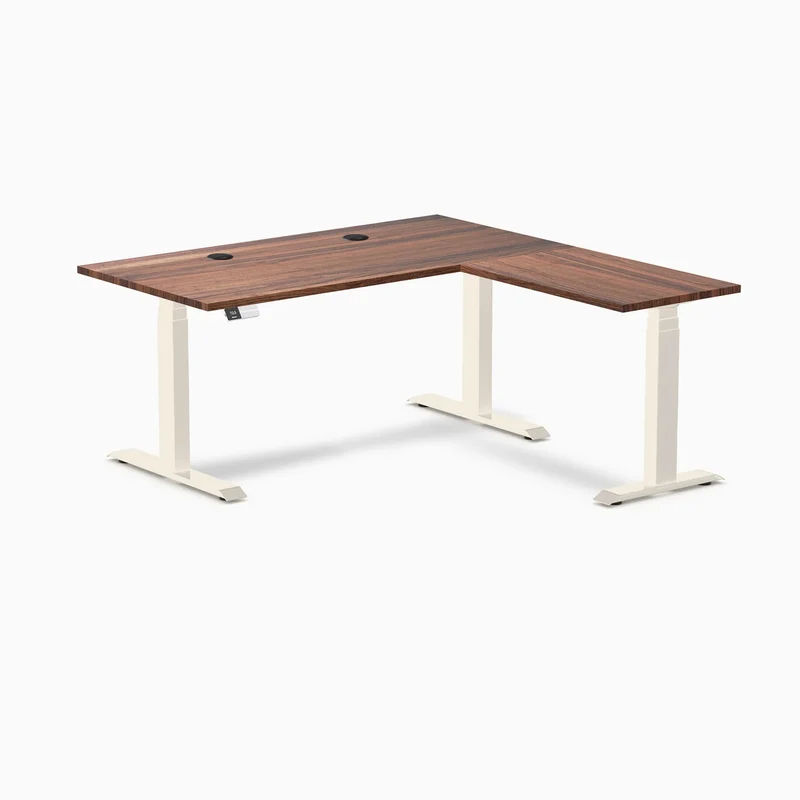 Desky Hardwood L-Shape Sit Stand Desk