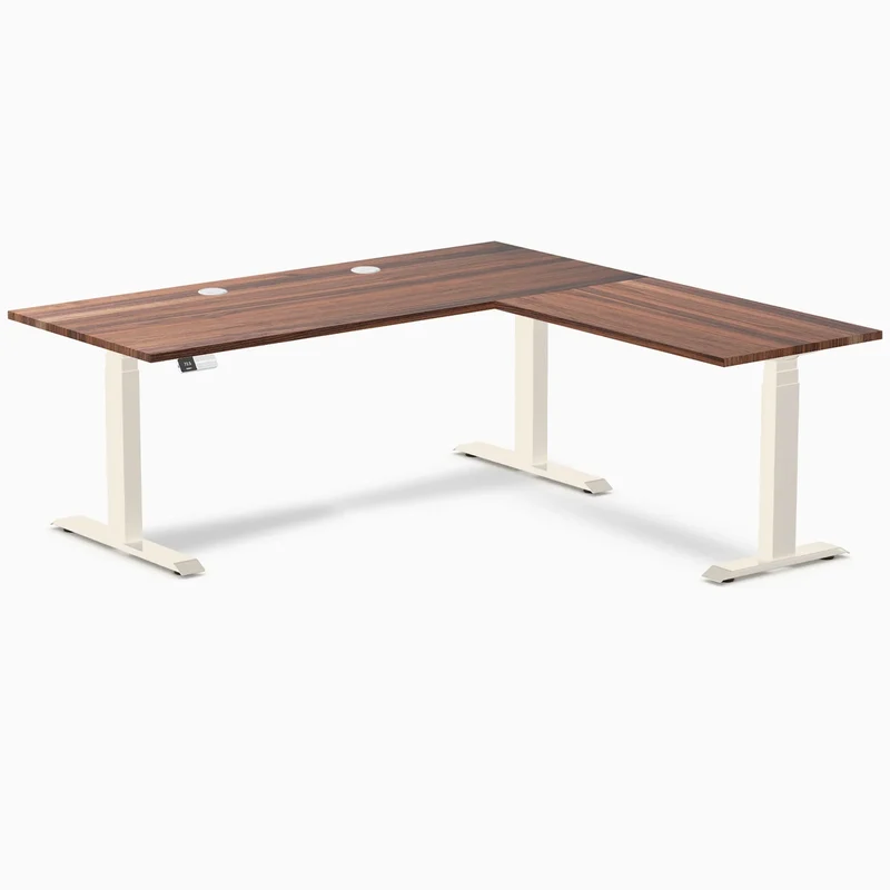 Desky Hardwood L-Shape Sit Stand Desk