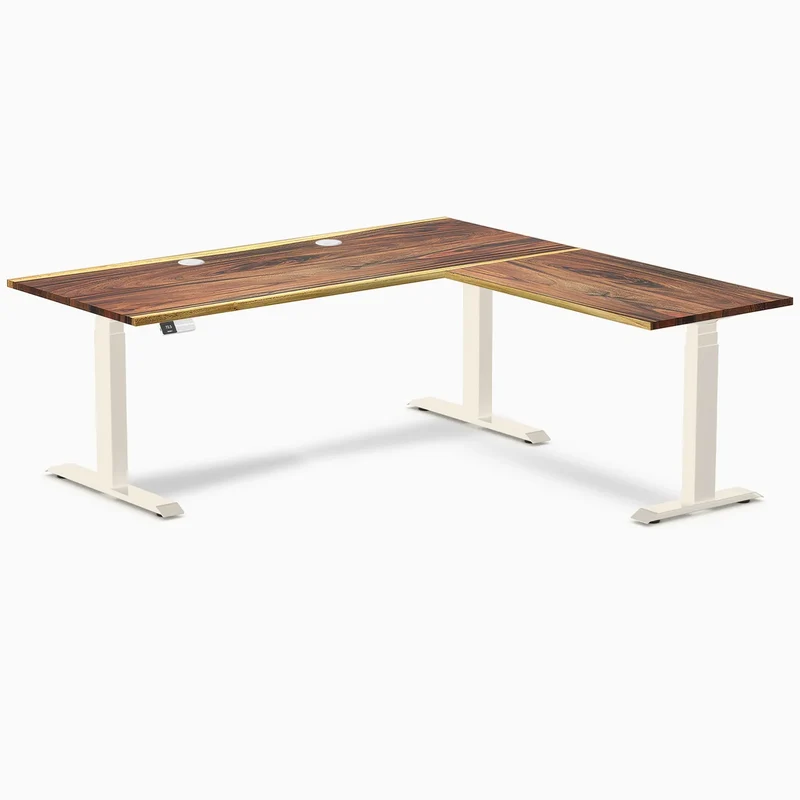 Desky Hardwood L-Shape Sit Stand Desk