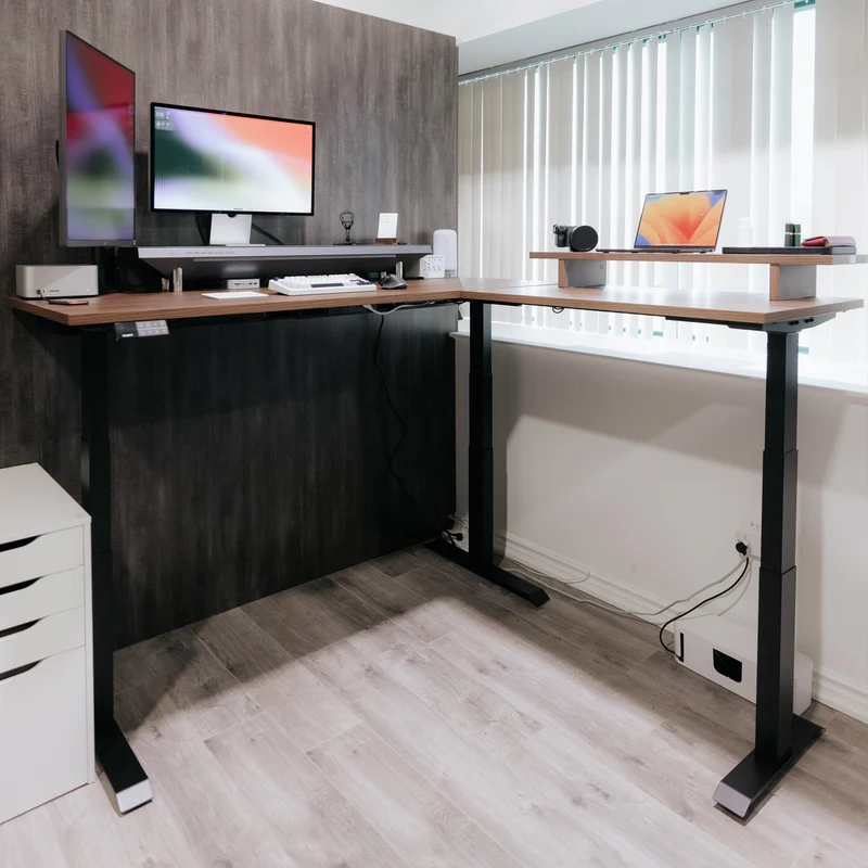 Desky L-Shape Laminate Sit Stand Desk