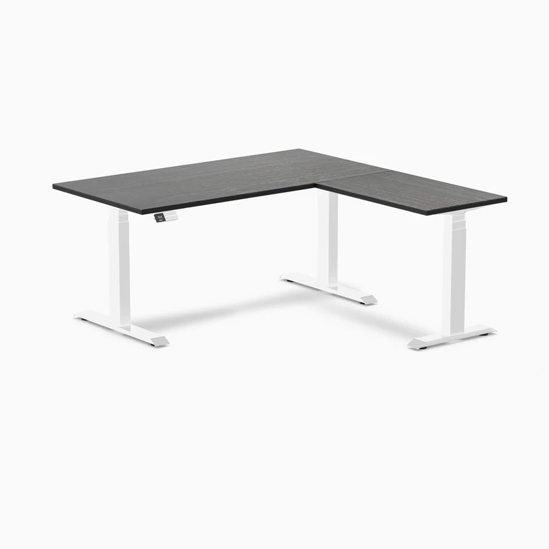 Desky Bamboo L-Shape Sit Stand Desk