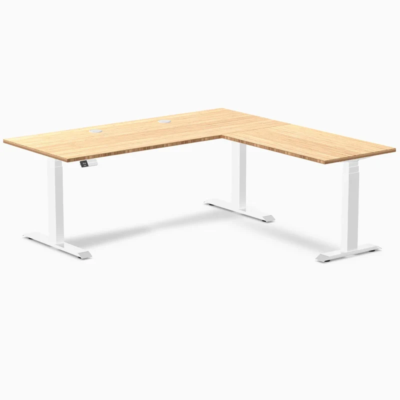 Desky Bamboo L-Shape Sit Stand Desk
