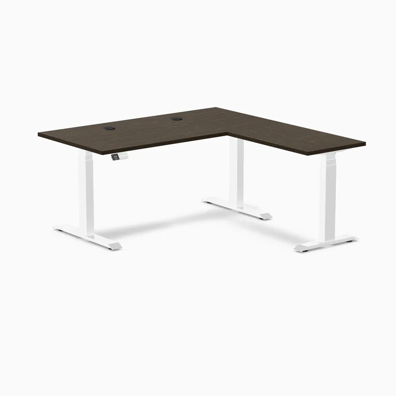 Desky Bamboo L-Shape Sit Stand Desk