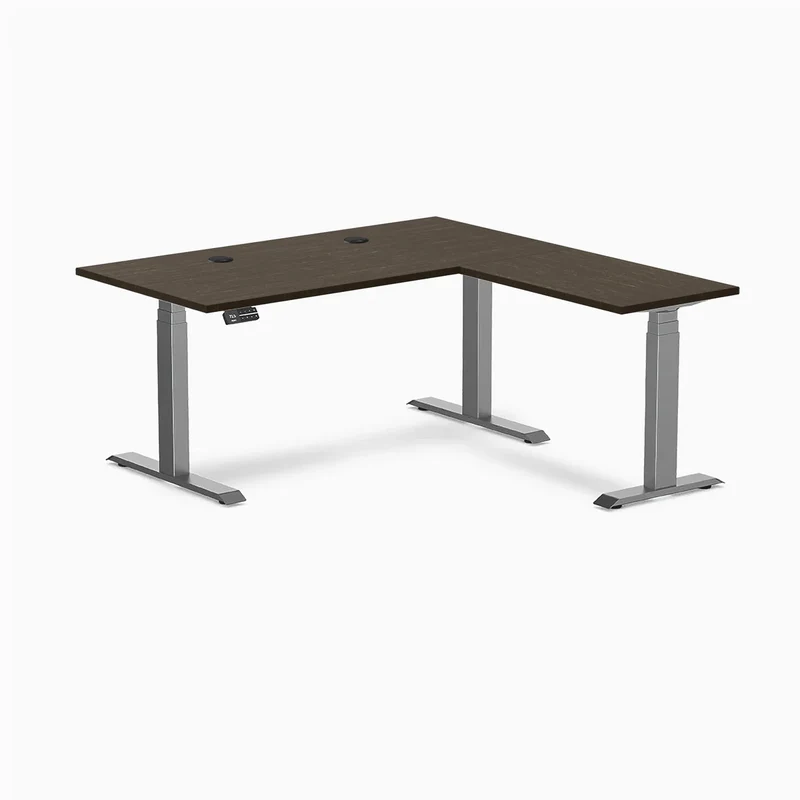 Desky Bamboo L-Shape Sit Stand Desk