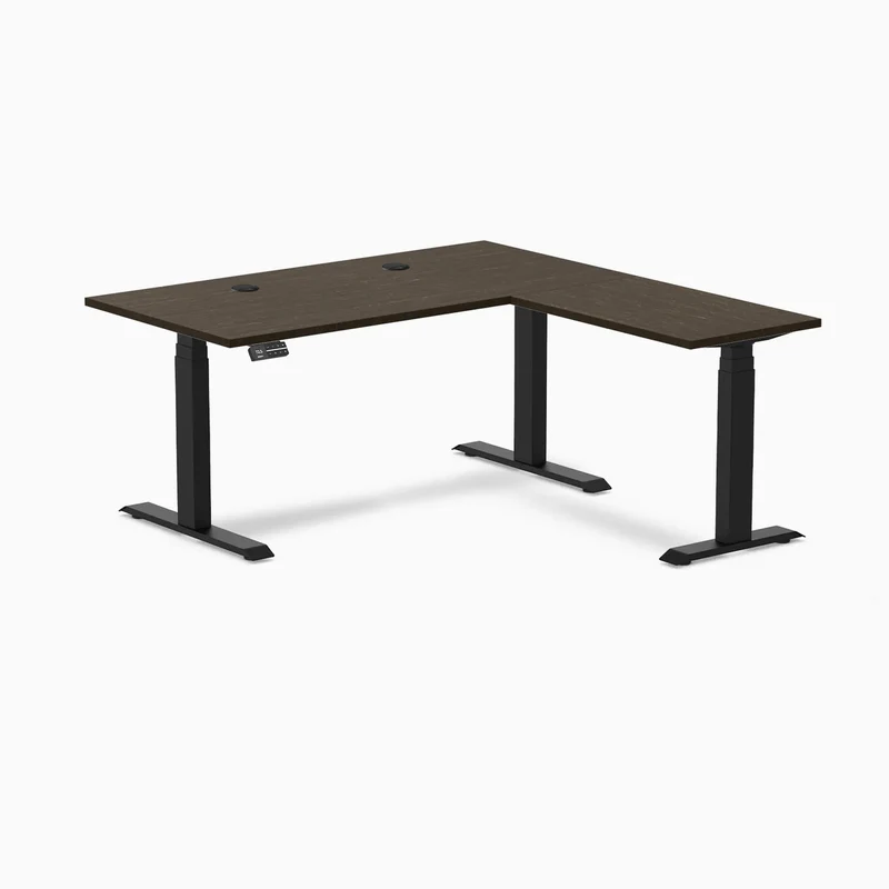 Desky Bamboo L-Shape Sit Stand Desk