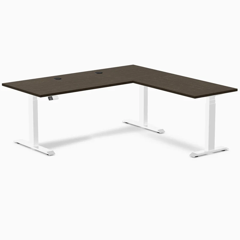 Desky Bamboo L-Shape Sit Stand Desk
