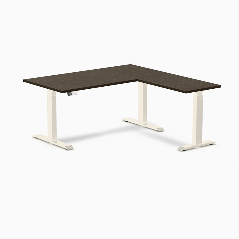 Desky Bamboo L-Shape Sit Stand Desk