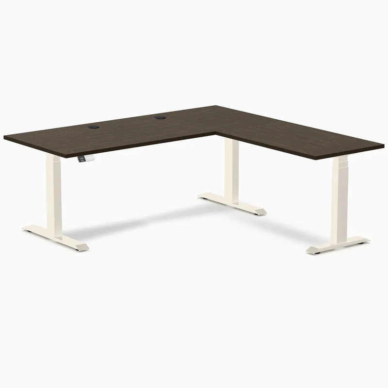Desky Bamboo L-Shape Sit Stand Desk
