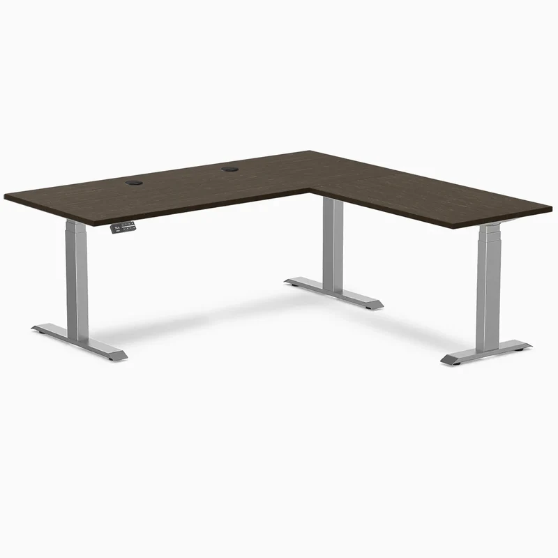 Desky Bamboo L-Shape Sit Stand Desk