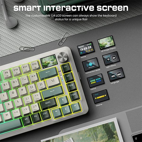 Redragon K708 Pro LCD Wireless (White Green)