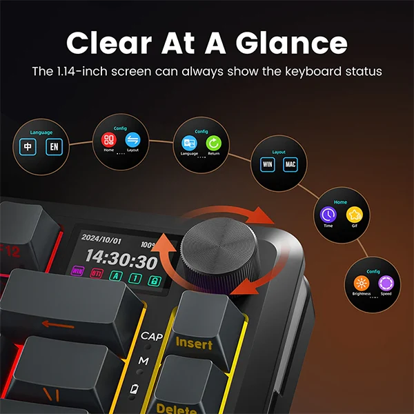 Redragon K708 Pro LCD Wireless (Gradient Gray)