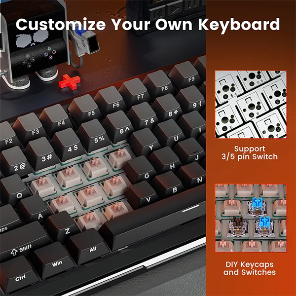 Redragon K708 Pro LCD Wireless (Gradient Gray)