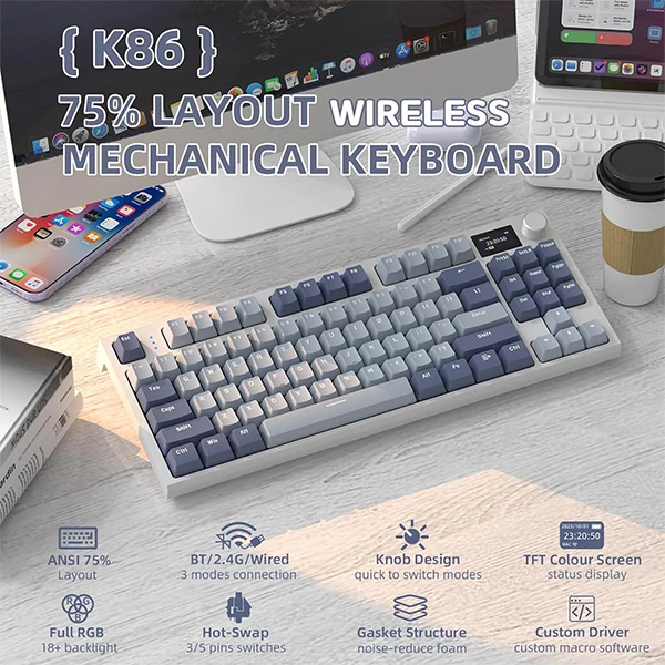 ATTACK SHARK K86 Lavender Blue (Blue Whale Switch)