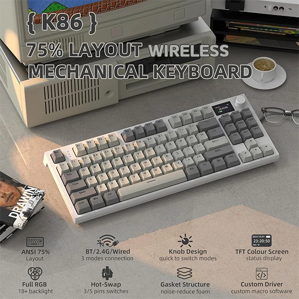 ATTACK SHARK K86 Business Grey (Blue Whale Switch)