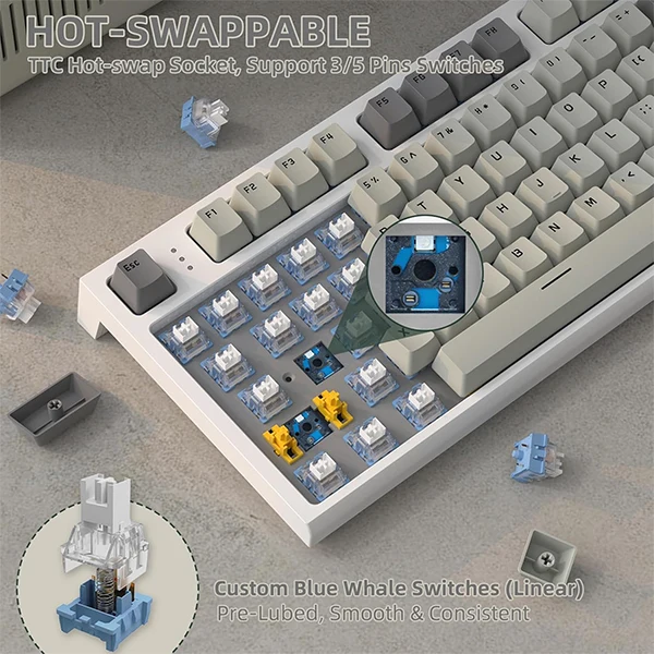 ATTACK SHARK K86 Business Grey (Blue Whale Switch)