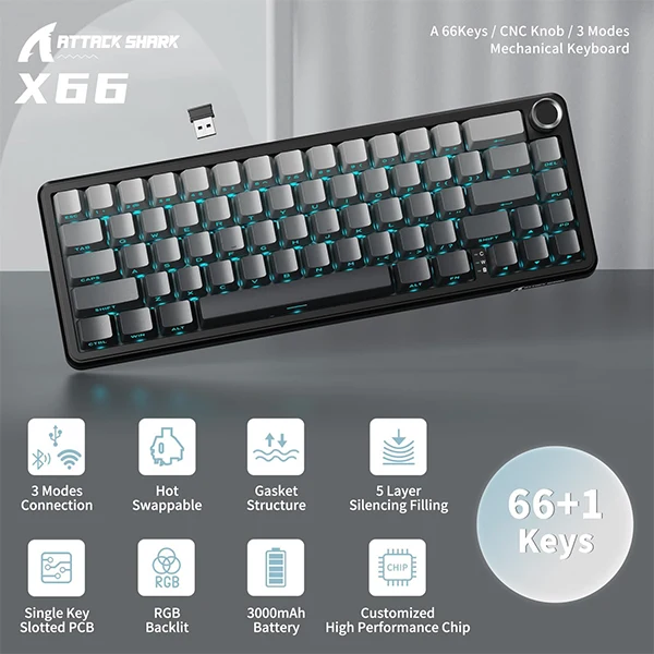 ATTACK SHARK X66 Moonlight (Strawberry Switch)