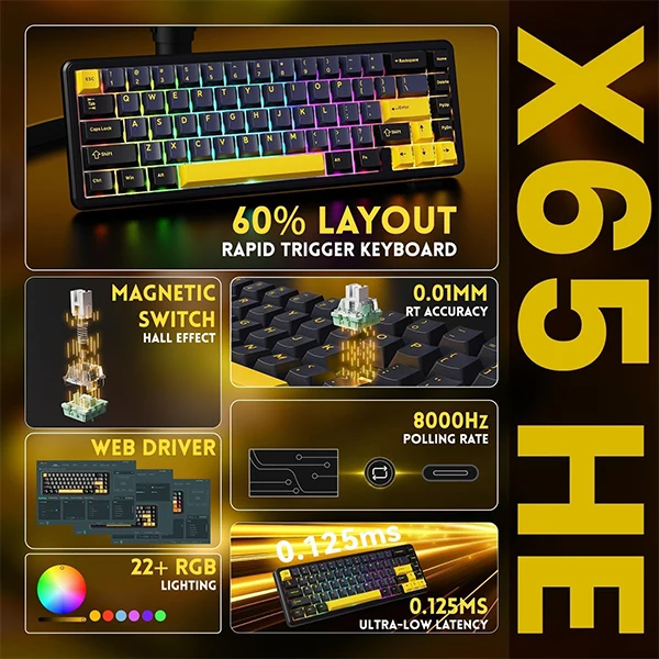 ATTACK SHARK X65 HE Starry Black (Magnetic Switch)