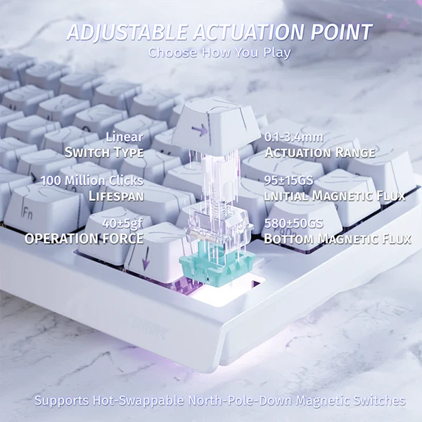 ATTACK SHARK X68 Pro HE White Contours (Magnetic Switch)