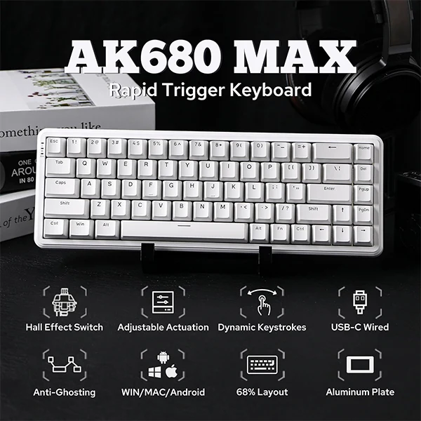 Ajazz ak680 max white (Magnetic Switch) Wired