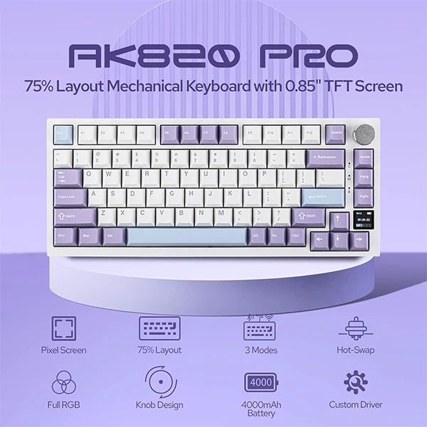 EPOMAKER Ajazz AK820 Pro Purple (Flying Fish Switch)
