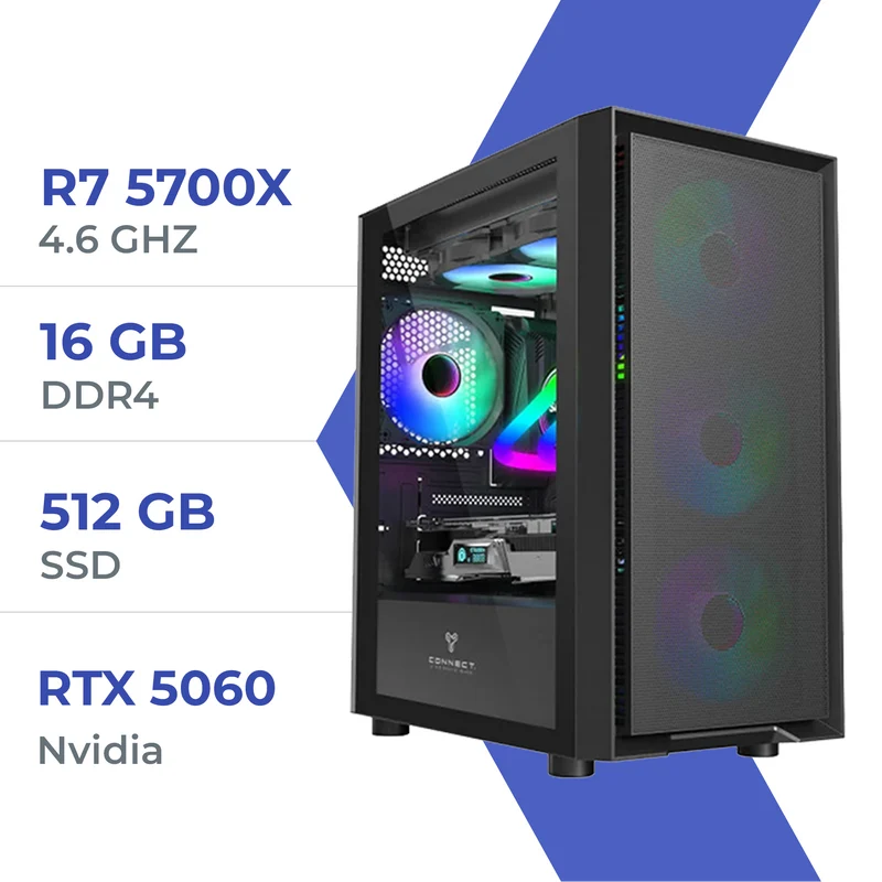 PC Gamer Techspace R7 5700X/512GB SSD/16GB/RTX 5060