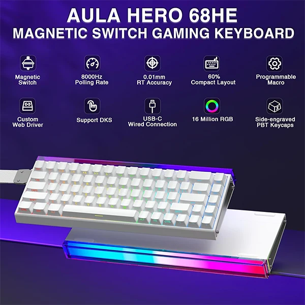 AULA Hero 68 HE Magnetic Switch (White)