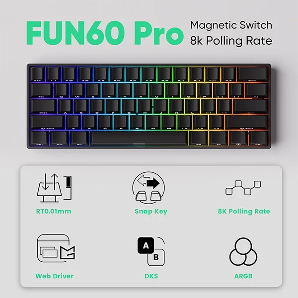 MonsGeek FUN60 Pro BLACK (Magnetic Switch)