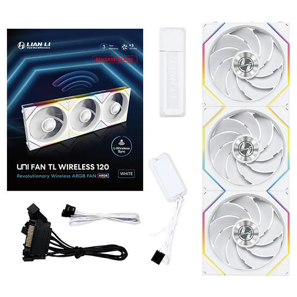Lian Li Uni Fan TL 120 Wireless Reverse Blade Blanc (Pack de 3)