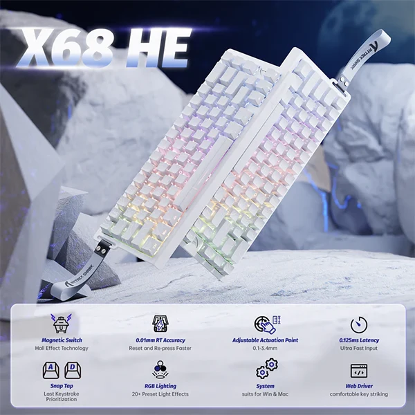 ATTACK SHARK X68 HE White Contour (Magnetic Switch)