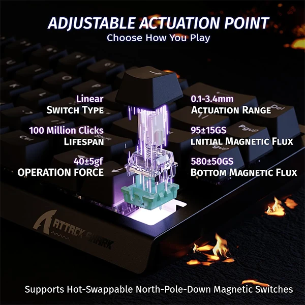 ATTACK SHARK X68 HE BLACK (Magnetic Switch)