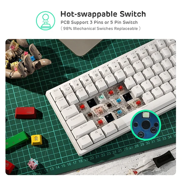 Royal Kludge RK84 RGB Red Switch (White)
