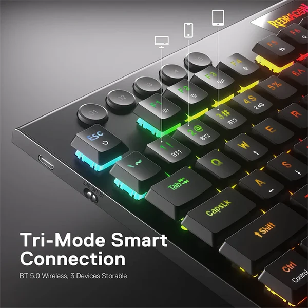 Redragon K618 PRO Wireless Low Profile Red Switches